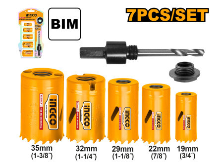 INGCO Bimetal Körkivágó készlet 7 részes 19-35 mm