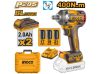INGCO Akkus ütvecsavarozó 1/2" 400 Nm szénkefe nélküli 20 V (2 x 2,0 Ah akku + töltő)