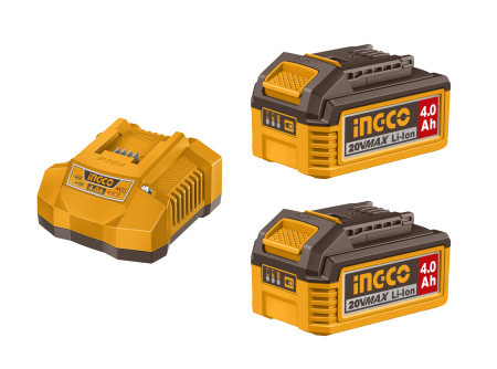 INGCO Akkumulátor és töltő szett 20 V (2 x 4,0 Ah akku + 4,0 A töltő)