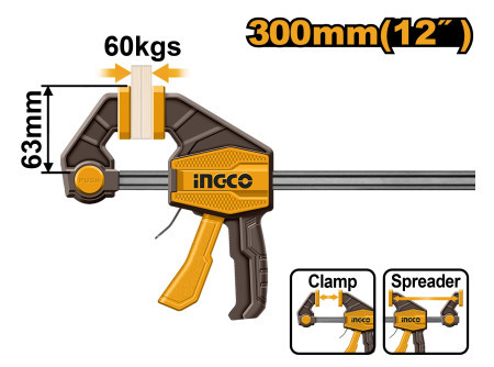 INGCO Egykezes gyorsszorító 300 x 63 mm