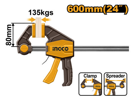 INGCO Egykezes gyorsszorító 600 x 80 mm
