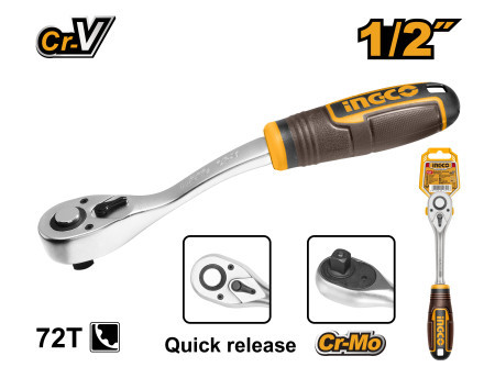 INGCO Racsnis hajtószár 1/2" 255 mm 72T hajlított CrV